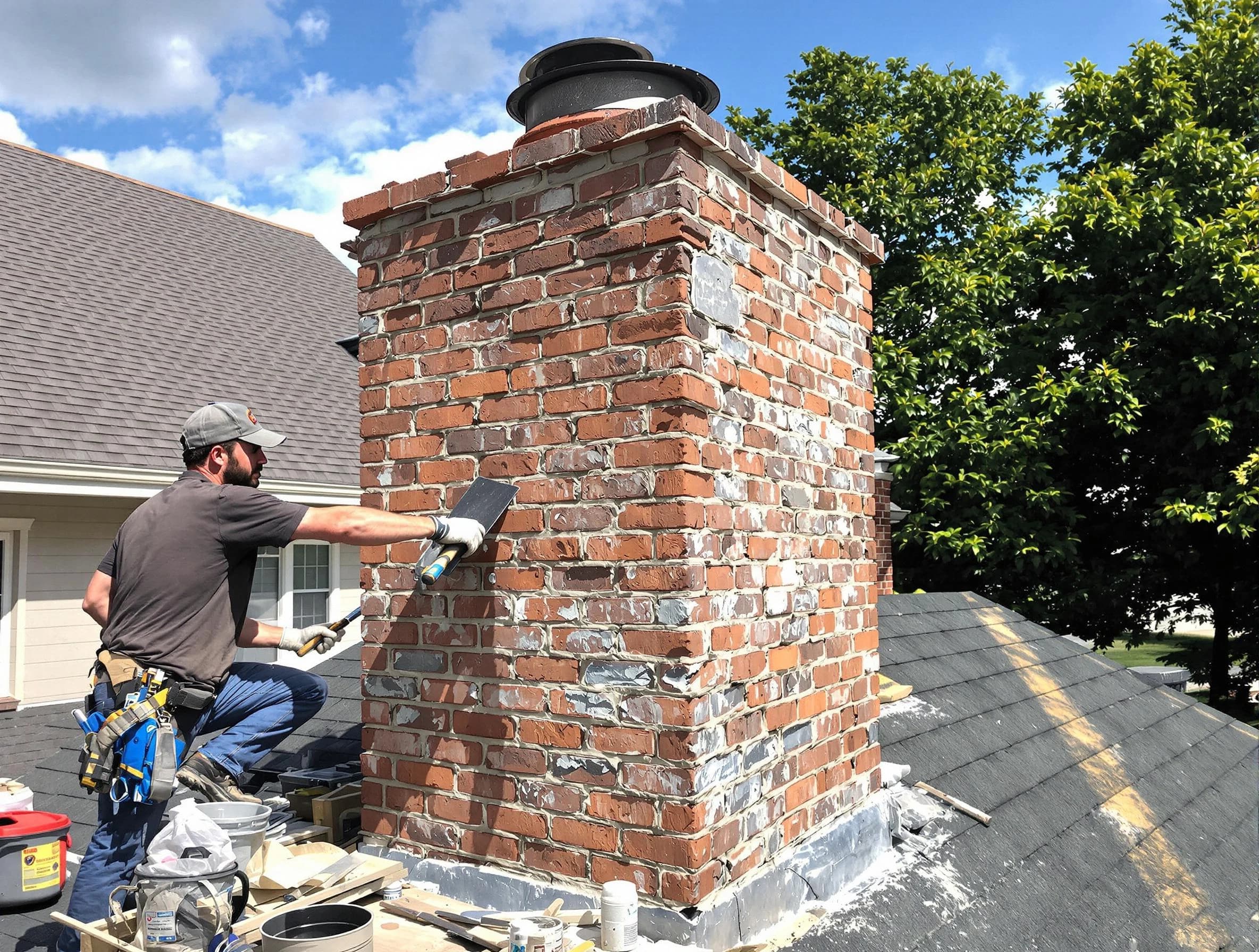 Completed chimney rebuild by Chattahoochee Hills Chimney Sweep in Chattahoochee Hills, GA