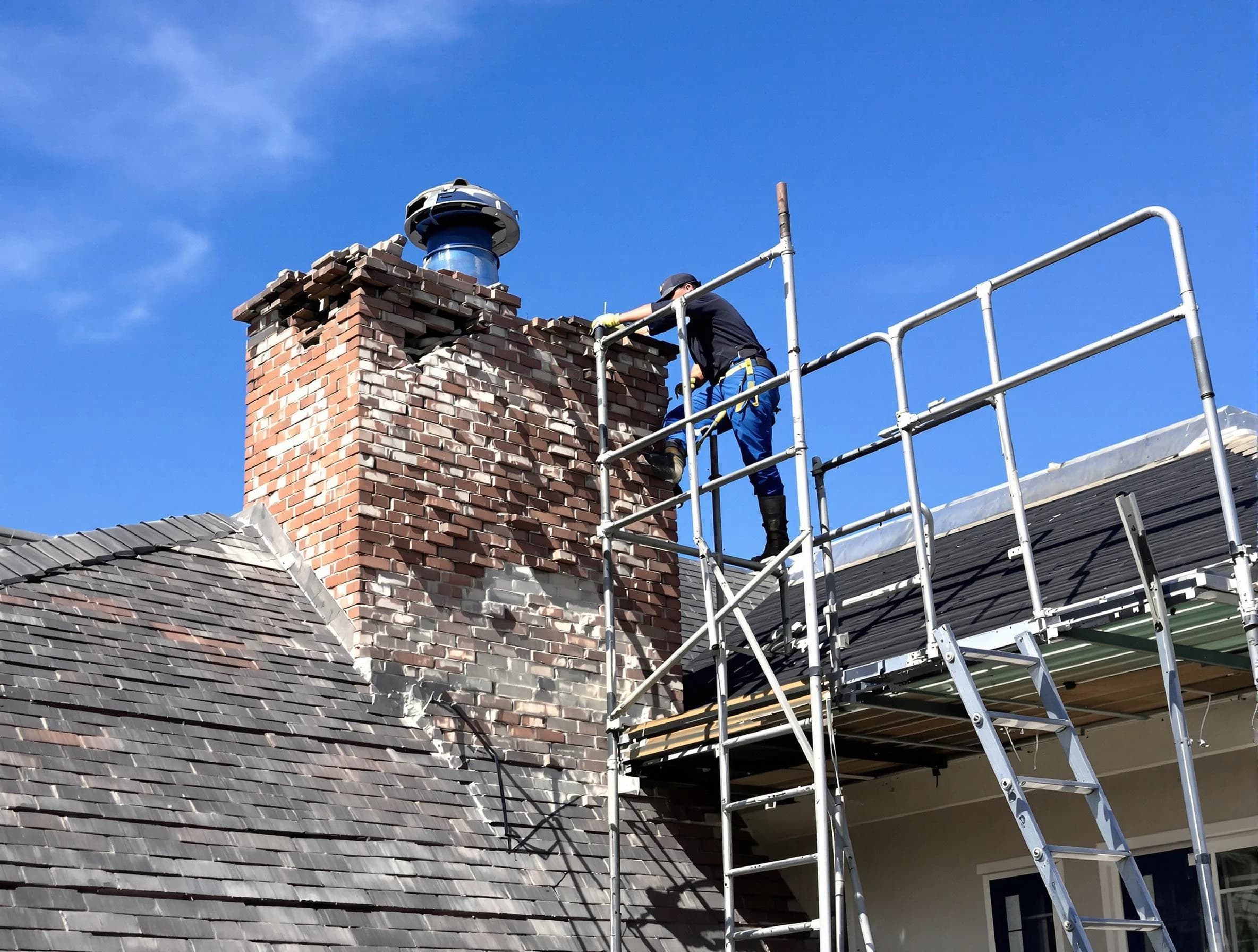 Rebuilding a chimney structure by Chattahoochee Hills Chimney Sweep in Chattahoochee Hills, GA