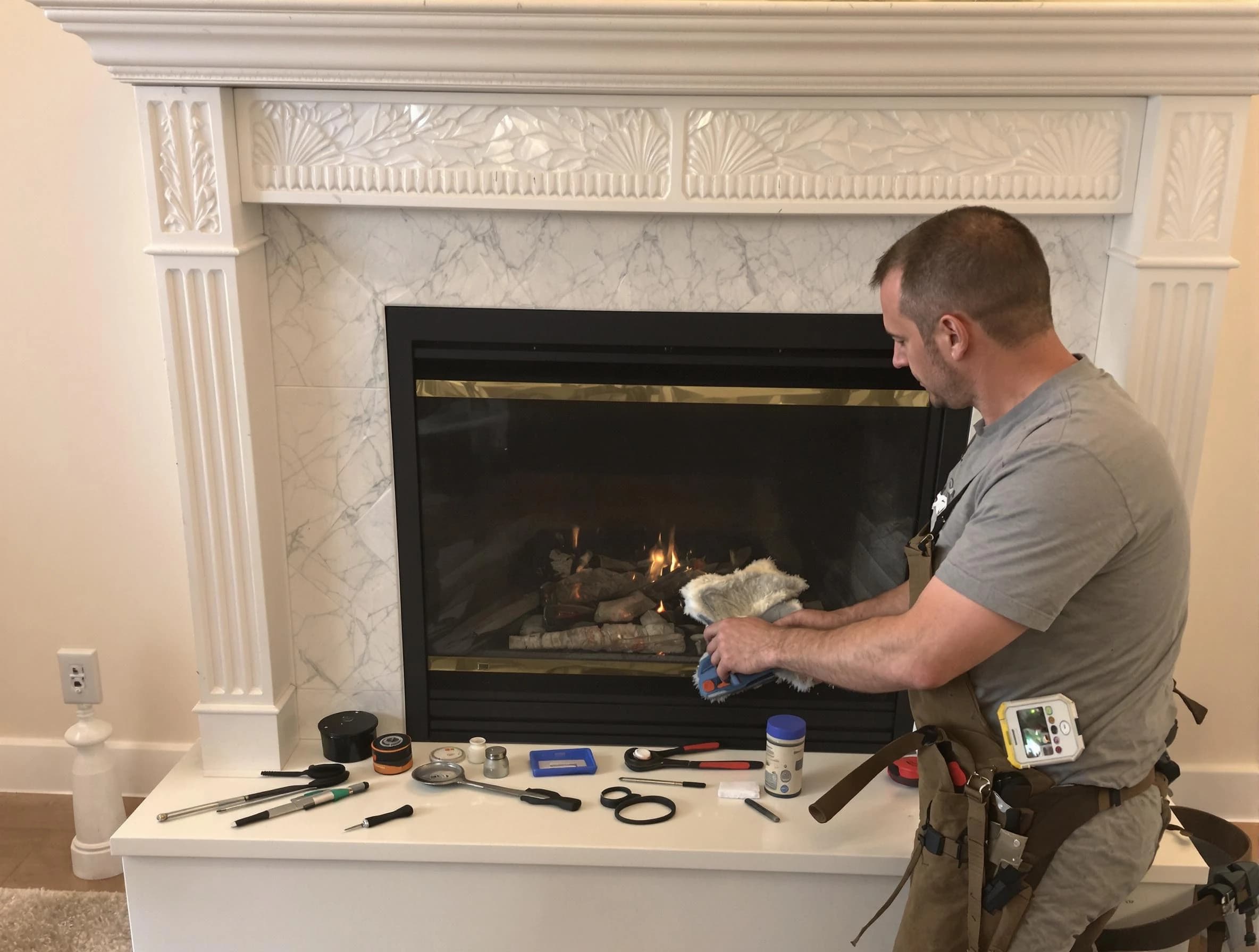 Chattahoochee Hills Chimney Sweep performing fireplace maintenance in Chattahoochee Hills, GA