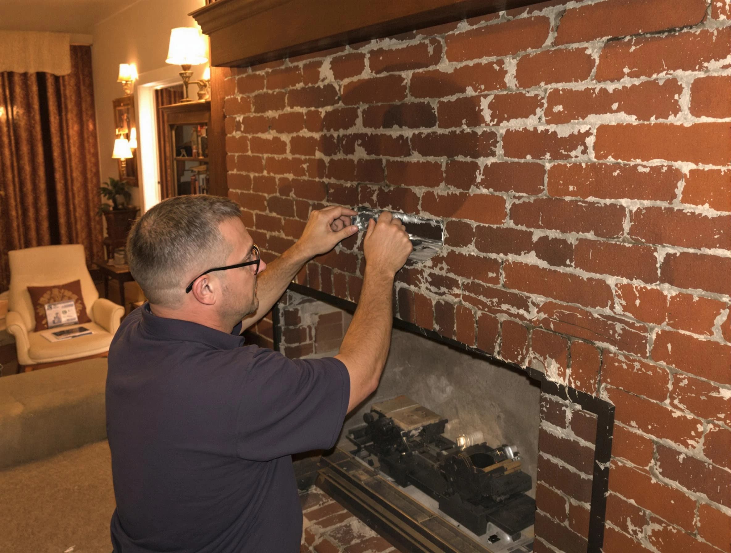 Chattahoochee Hills Chimney Sweep expert fixing a fireplace in Chattahoochee Hills, GA
