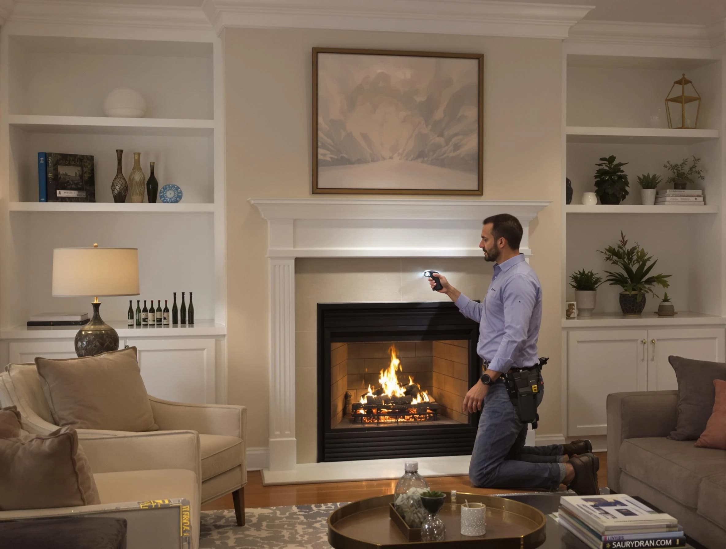 Chattahoochee Hills Chimney Sweep conducting a fireplace safety inspection in Chattahoochee Hills, GA