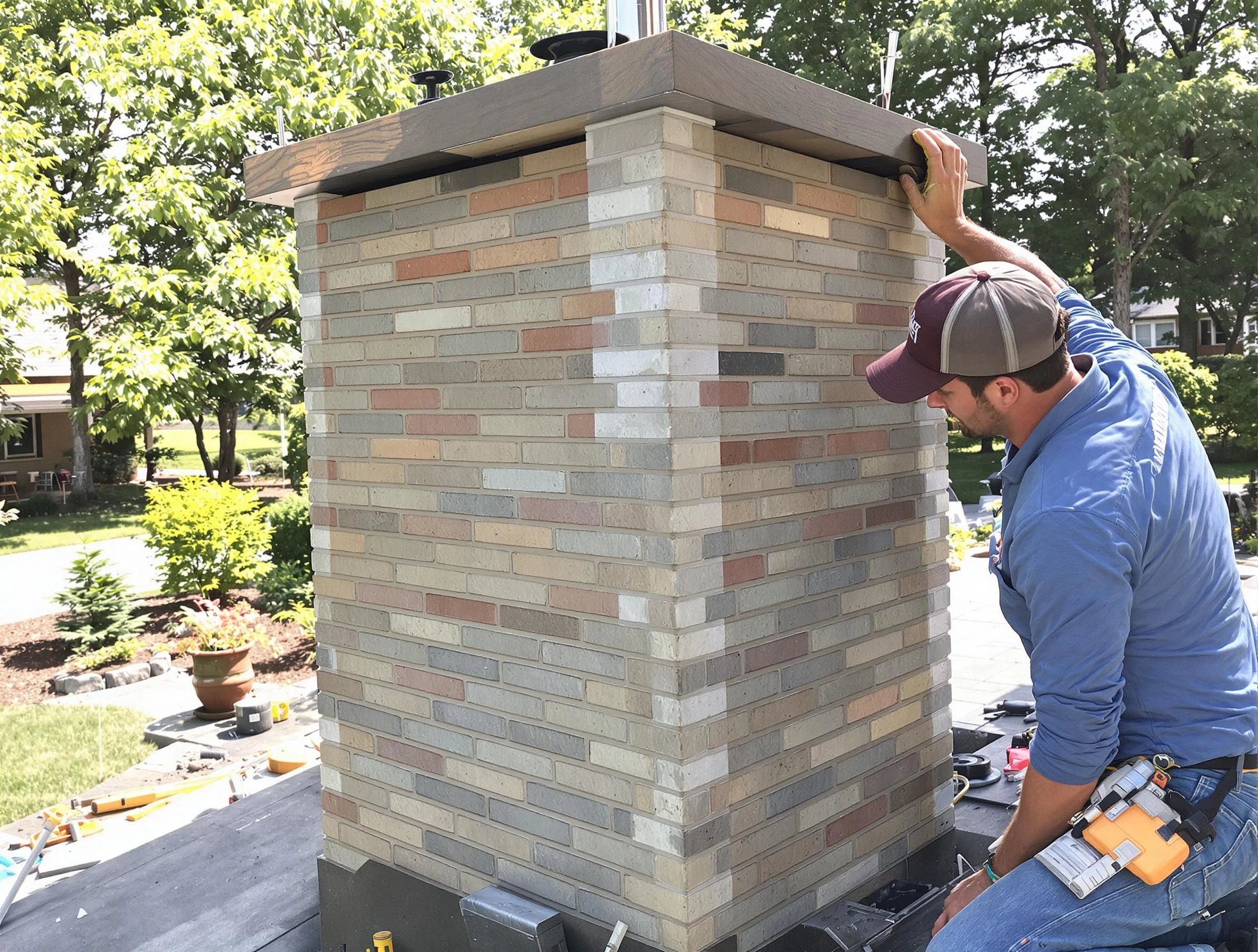 Chattahoochee Hills Chimney Sweep completing a modern chimney remodel in Chattahoochee Hills, GA