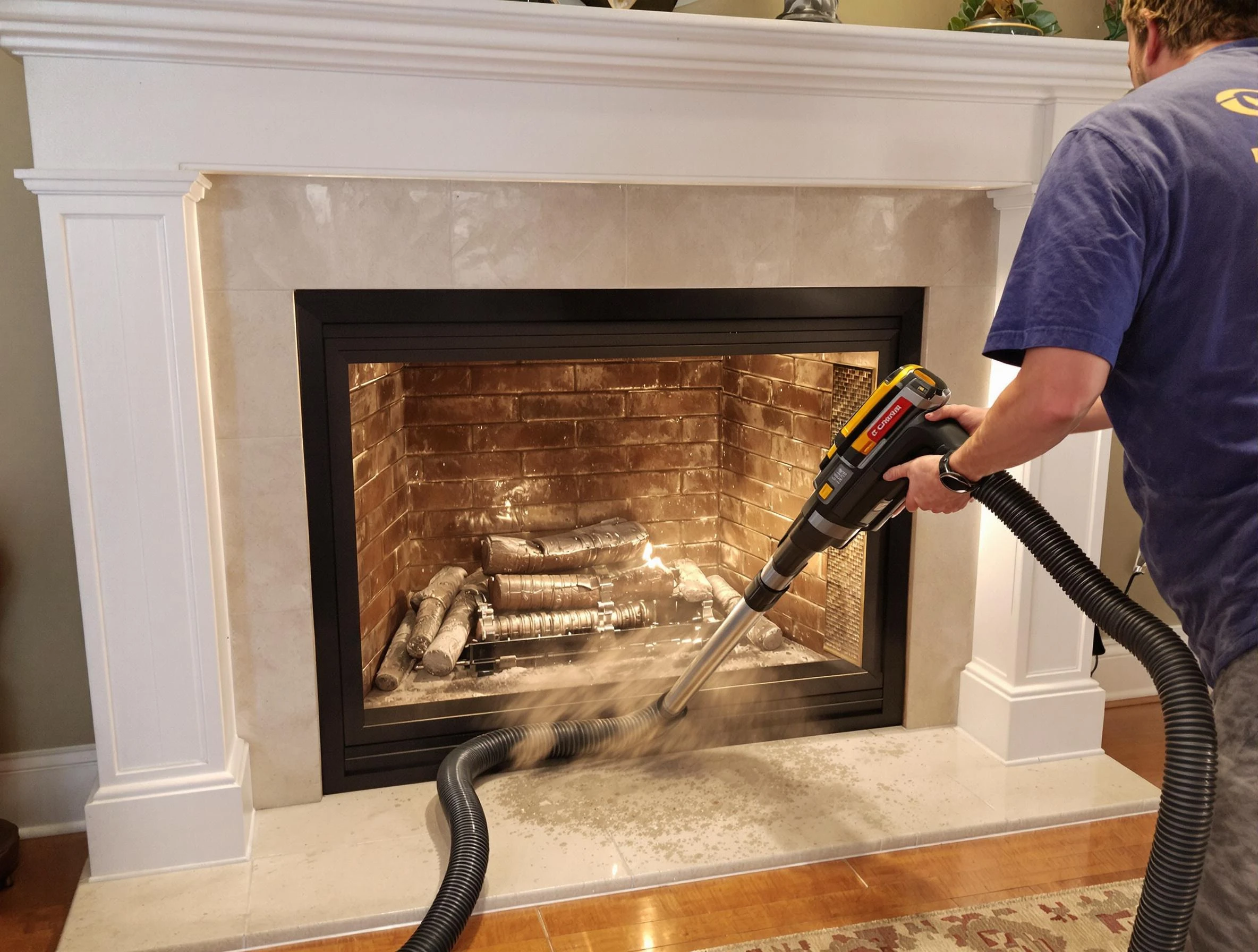 Fireplace cleaning performed by Chattahoochee Hills Chimney Sweep in Chattahoochee Hills, GA